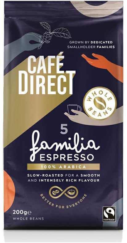 Cafédirect Familia Arabica Espresso SCA 82, zrnková, 200 g