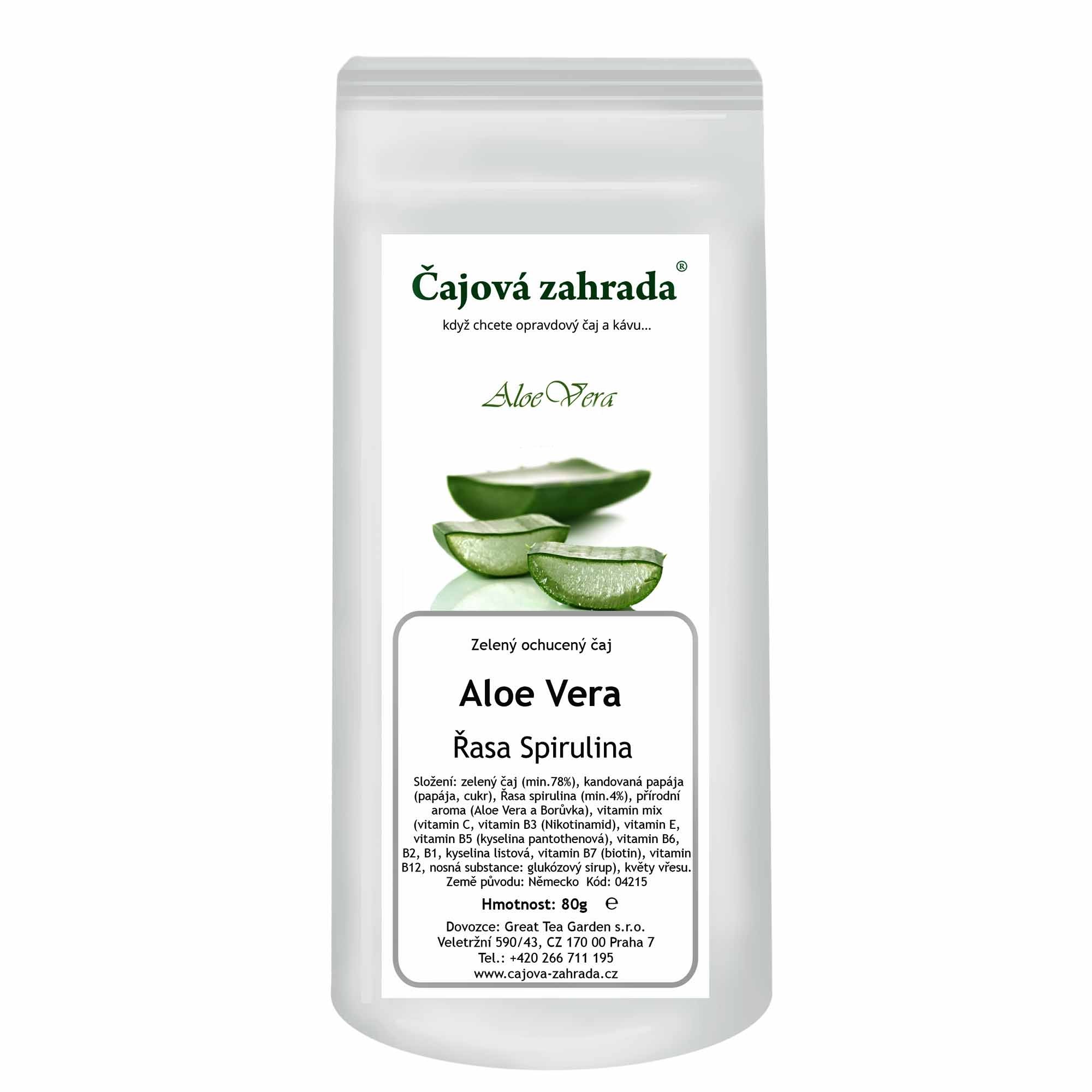 Čajová záhrada – Aloe Vera & Riasa Spirulina – zelený ochutený čaj, 80 g