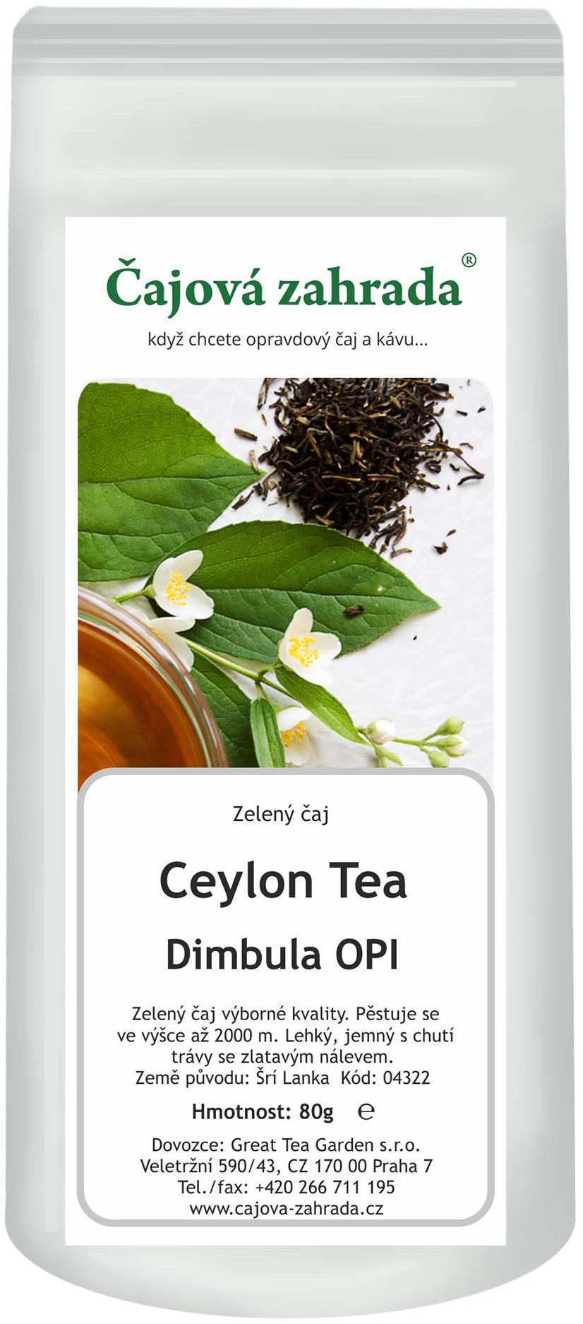 Čajová záhrada – Ceylon Dimbula OPI Green – zelený čaj, 80 g