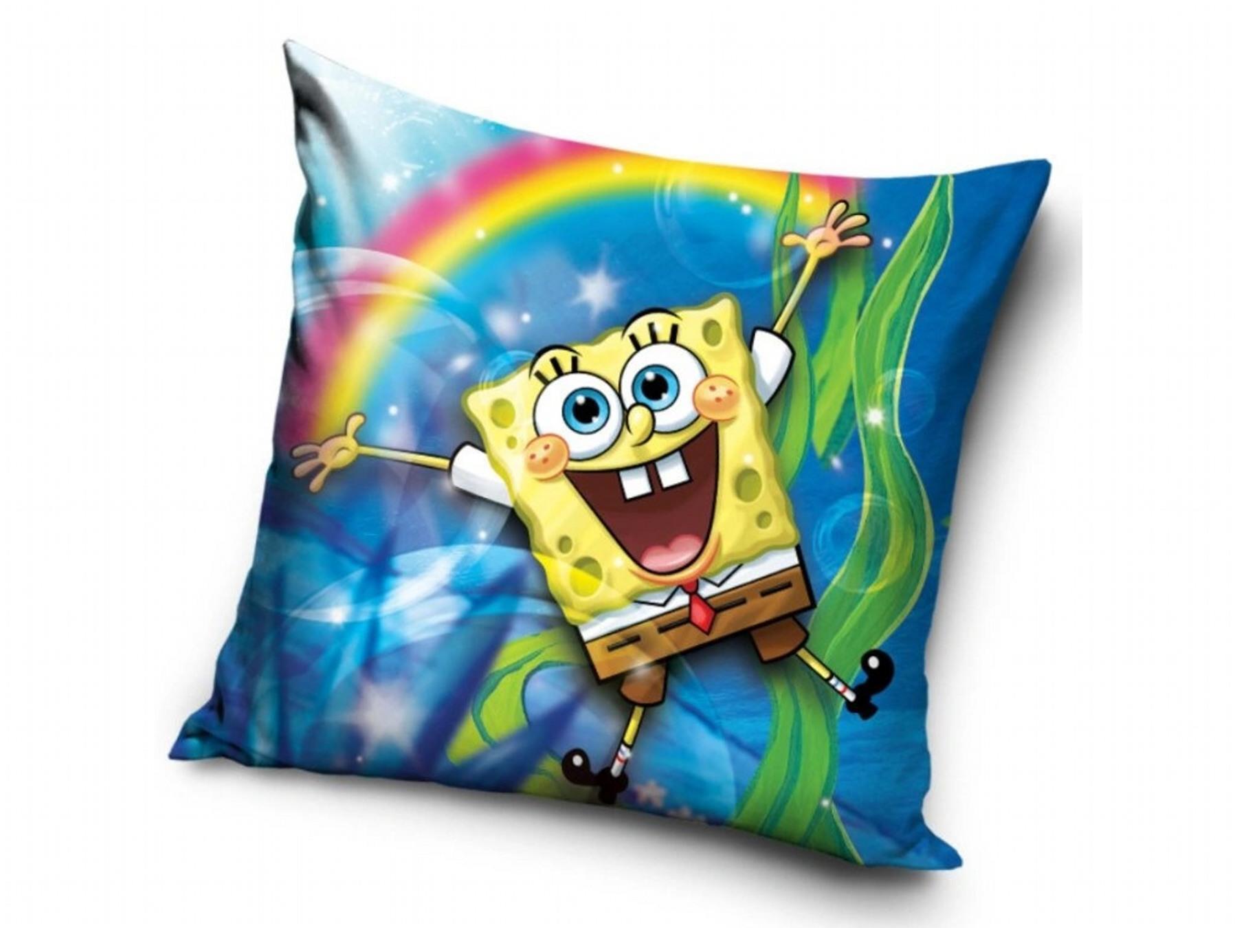 Carbotex Obliečka na vankúšik Sponge Bob a Dúha 40 × 40 cm