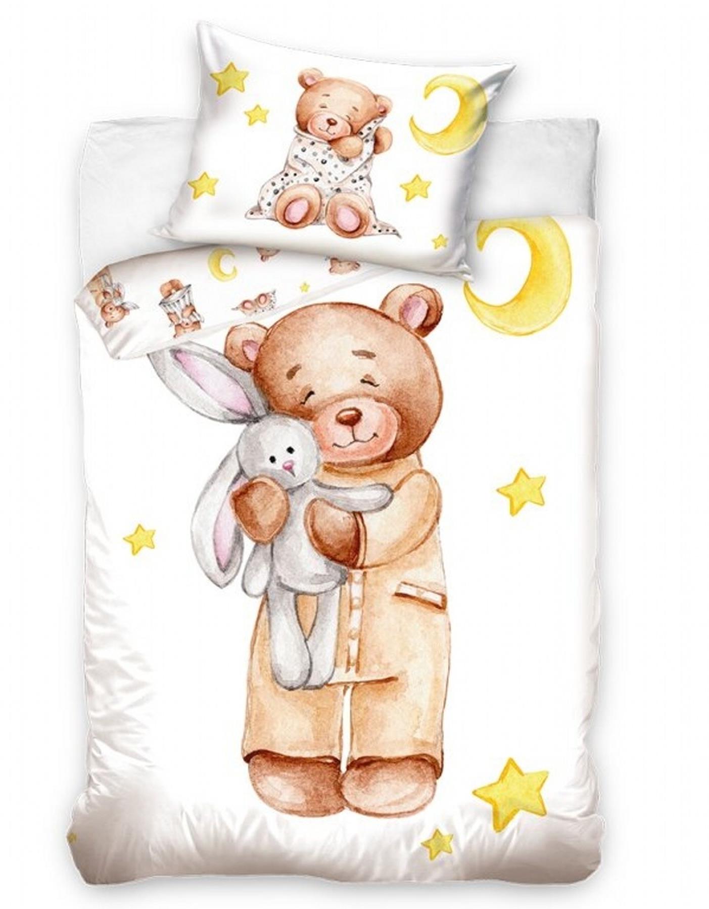 Carbotex Obliečky bavlna do postieľky Medvedík a Uspávačik 100 × 135, 40 × 60 cm