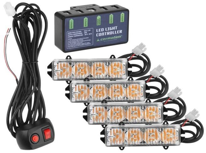 Carmotion Výstražné LED svetlo, oranžové, súprava 4 ks