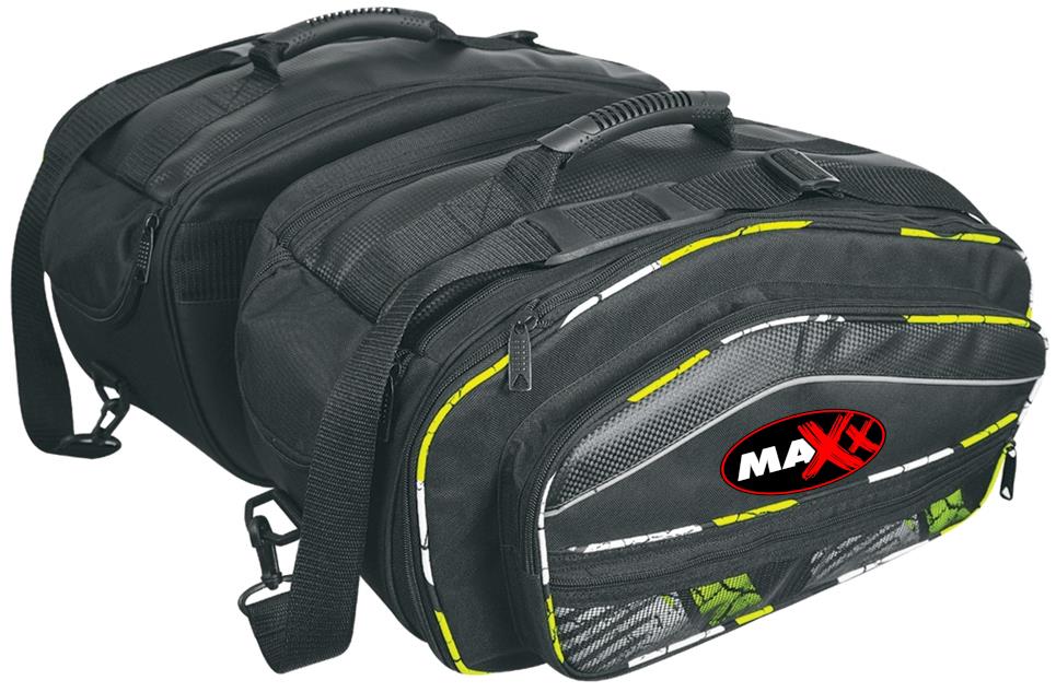 MAXX - AT 7020 Textilné sedlové bočné tašky čierno-zelené