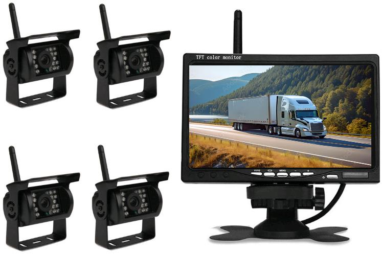 Xtech electronics Bezdrôtová digitálna parkovacia a cúvacia sada XPZ-WD4, 12-24 V, 7" LCD + 4× kamer
