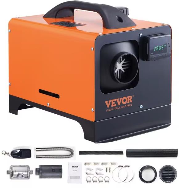 Vevor Dieselový ohrievač vzduchu 5000 W 12 V s diaľkovým ovládačom a Bluetooth, Nezávislé kúrenie