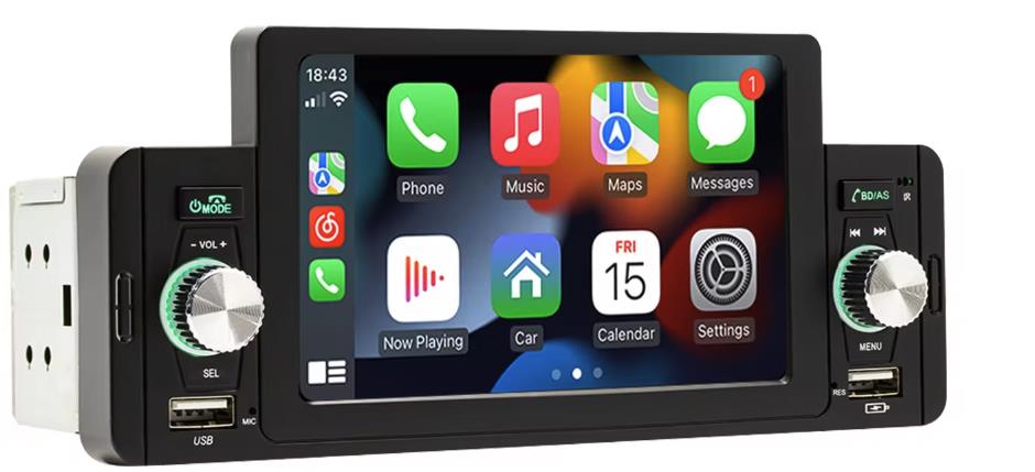 Essgoo 1Din Autorádio CarPlay a Android Auto, univerzálna veľkosť, parkovacia kamera, 60 W