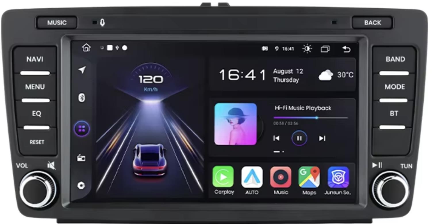 MEKEDE Autorádio Škoda Octavia 2 II 2004-2013 CarPlay, Android Auto 2 + 32 GB, bez potreby rámčeka