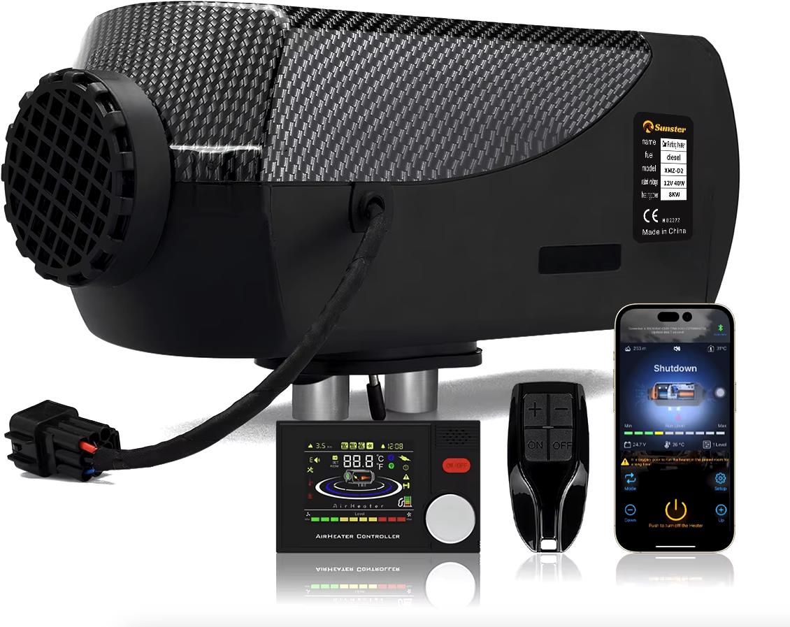 Samger Nezávislé vykurovanie Car Heater 8 kW 12/24 V, Bluetooth aplikácia, ovládač, vlastný naftový okruh