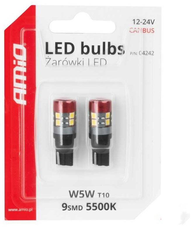 AMIO LED žiarovky CANBUS 5 W 12 V/24 V číre, 2 ks