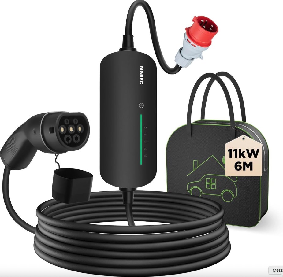Morec Nabíjací EV kábel pre elektromobily typ 2, 16 A 6 m 11 kW, trojfázový, AC 380 V/50 Hz, IP66