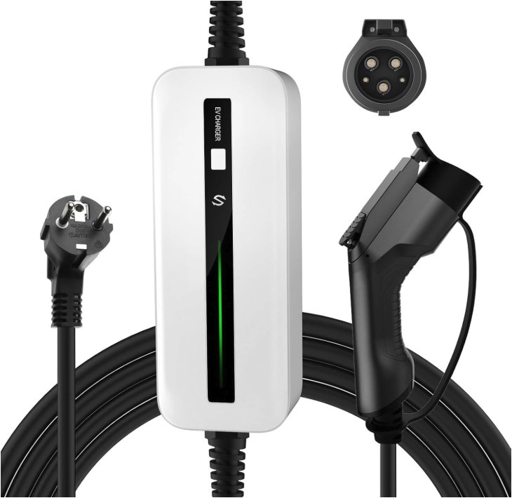 Morec Prenosná nabíjačka pre elektromobily typ 2, 10/16 A, 3,68 kW, 6 m jedna fáza, EU zástrčka, 230 V