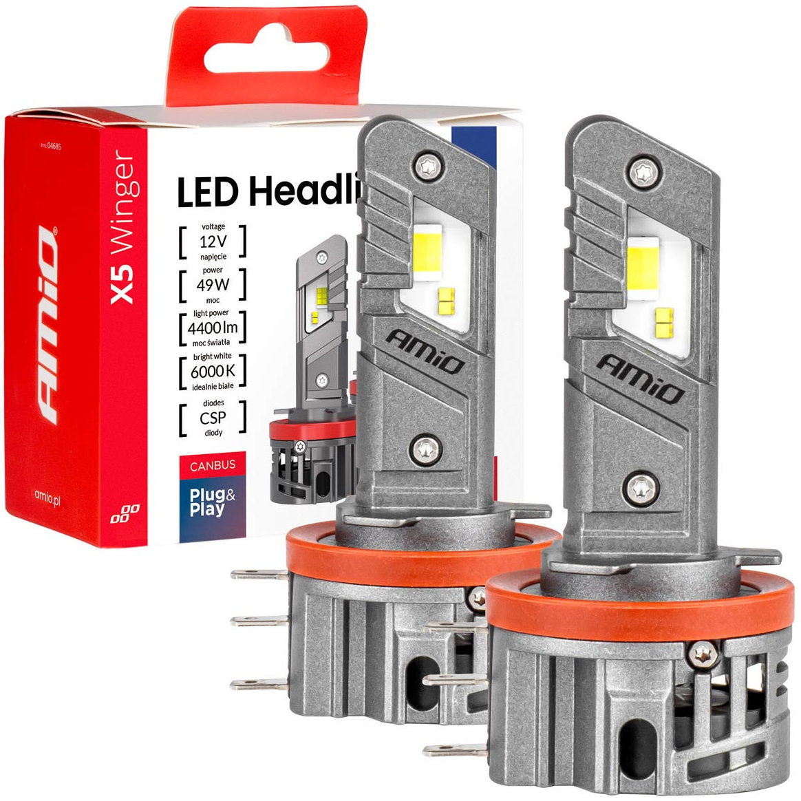 AMIO LED žiarovky H15 2200 LM X5 12 V, 2 ks
