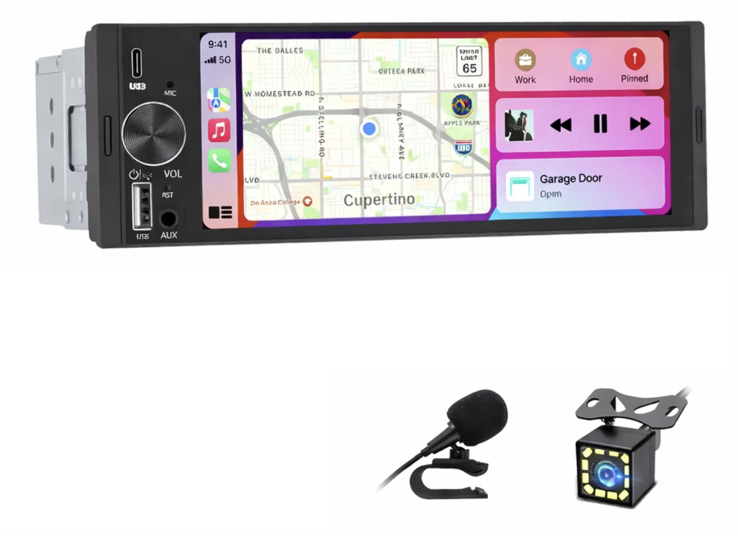 Junsun 1DIN Autorádio 6,86" s CarPlay, Android Auto, Bluetooth, Parkovacia kamera, USB C