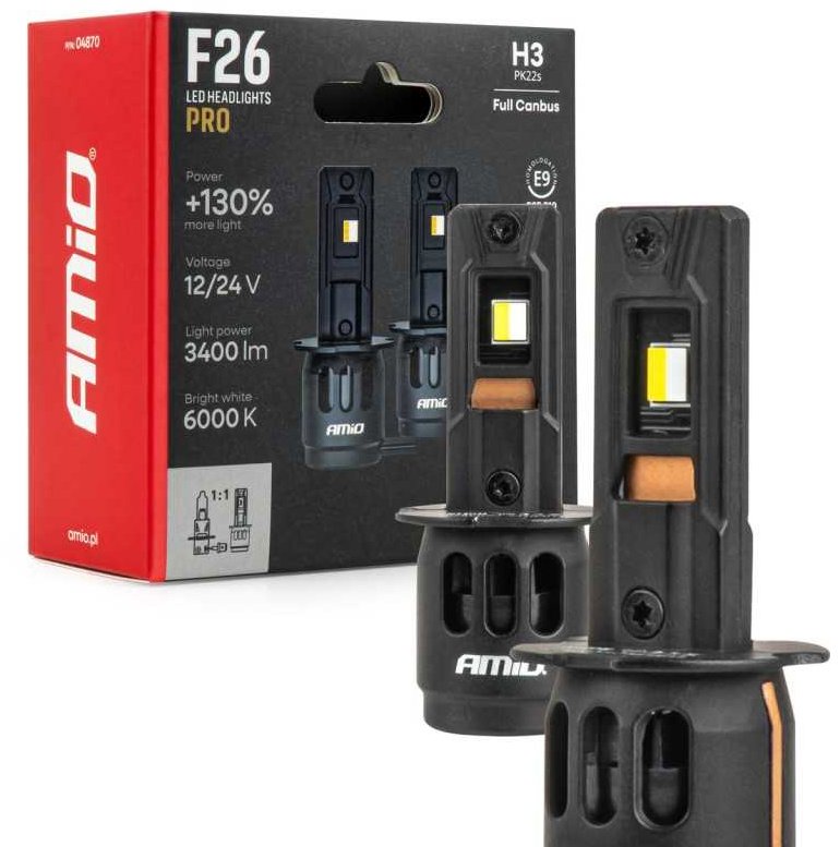 Amio LED H3 12/24 V 3 500 lm + 130 % 2 ks