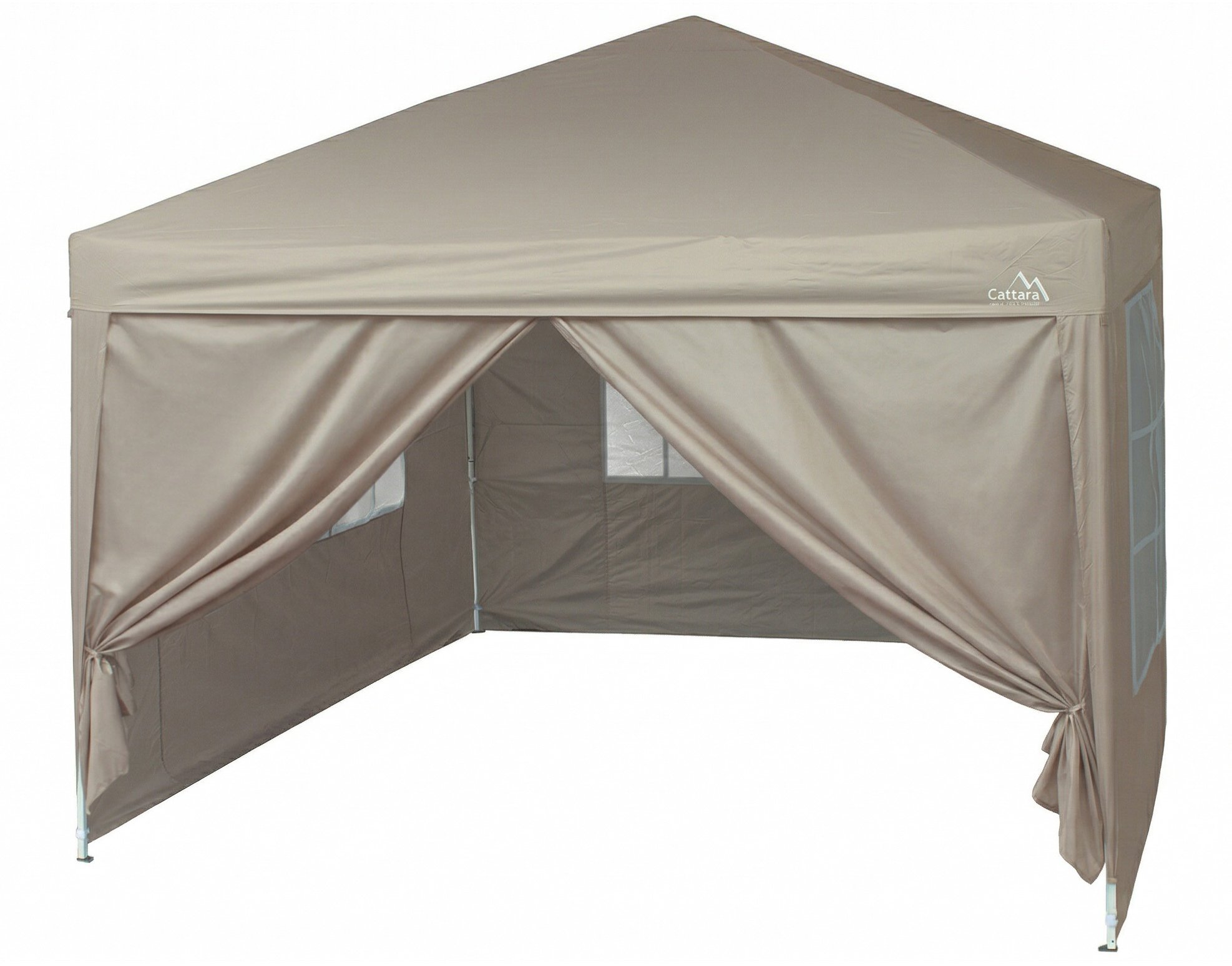 CATTARA Párty stan nožnicový 3 × 3 m s bočnicami Palace béžový Waterproof