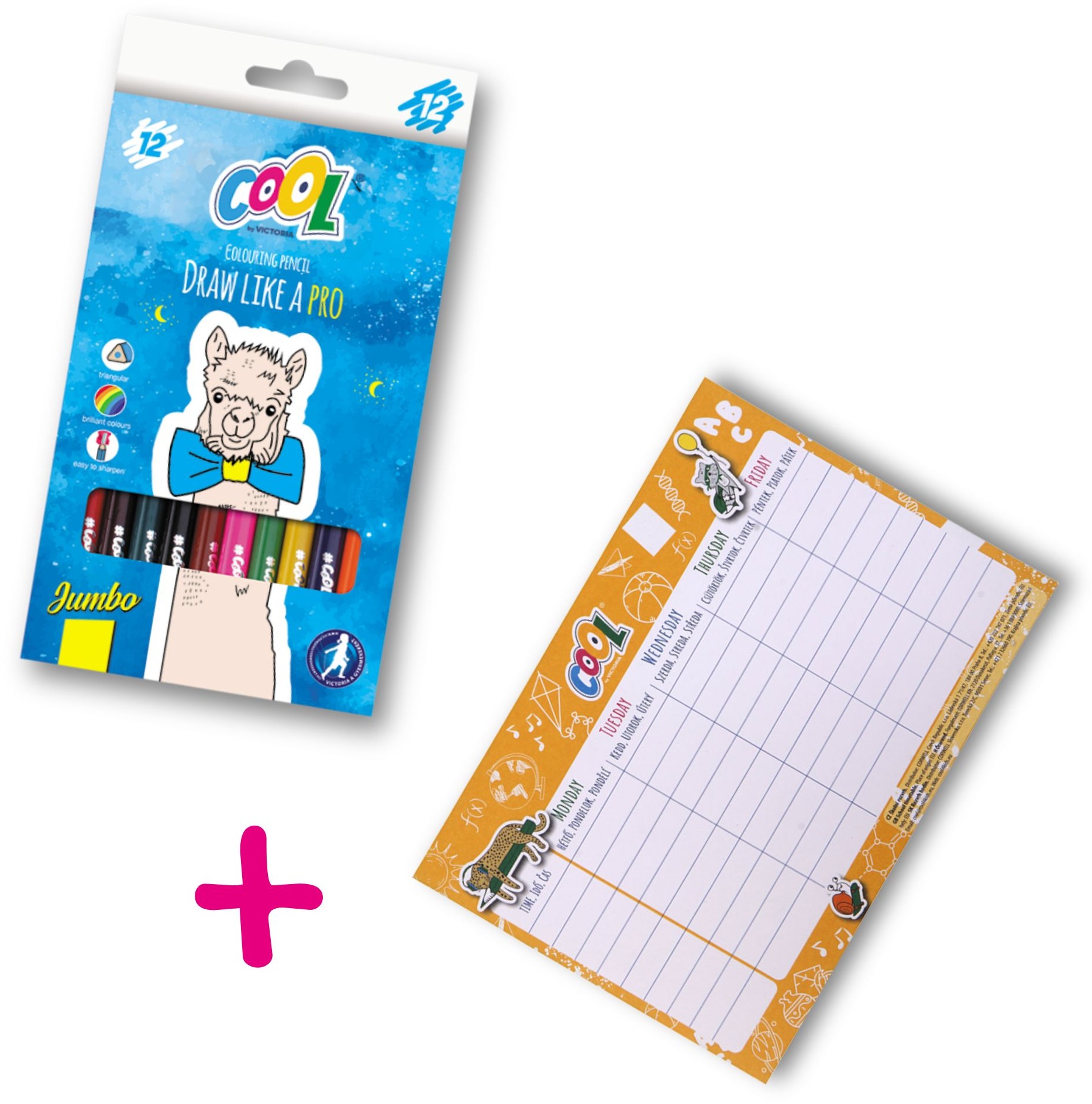 #COOL BY VICTORIA Farebné pastelky jumbo + DARČEK Rozvrh hodín