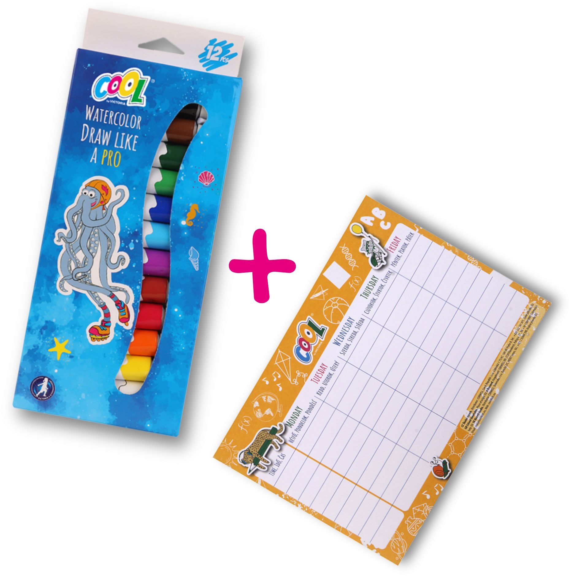 #COOL BY VICTORIA Temperové farby, 12 ks + DARČEK Rozvrh hodín