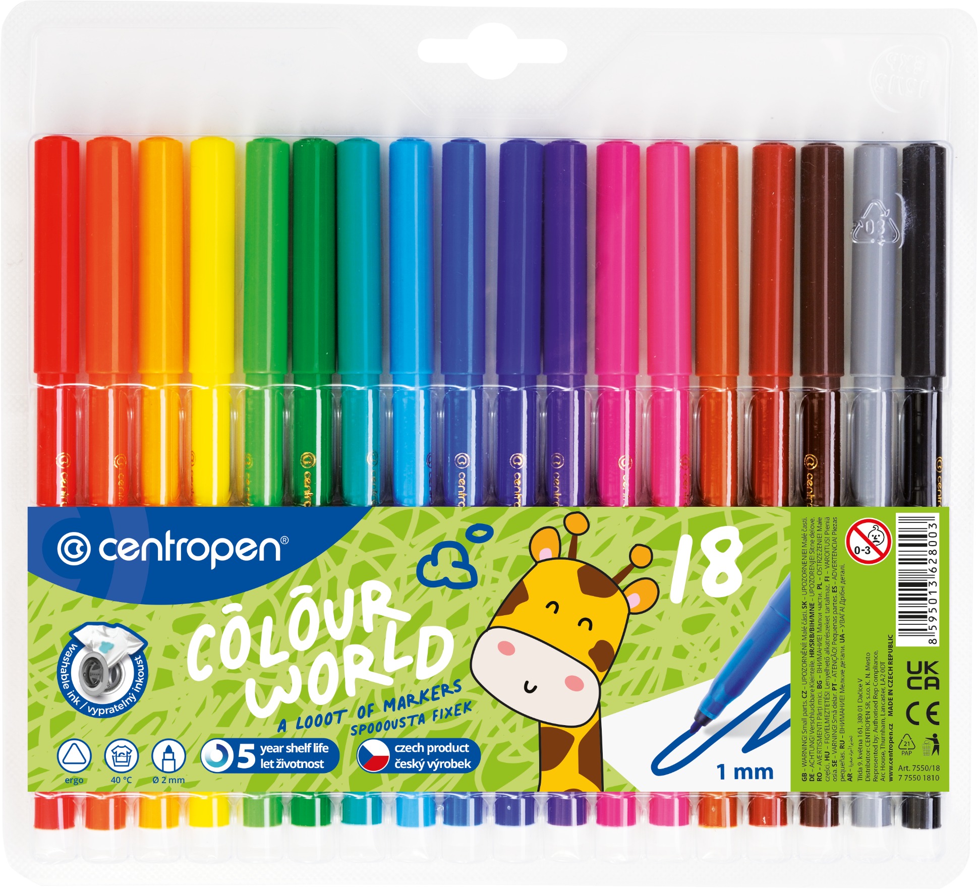 CENTROPEN popisovače RED 7550, balenie 18 ks