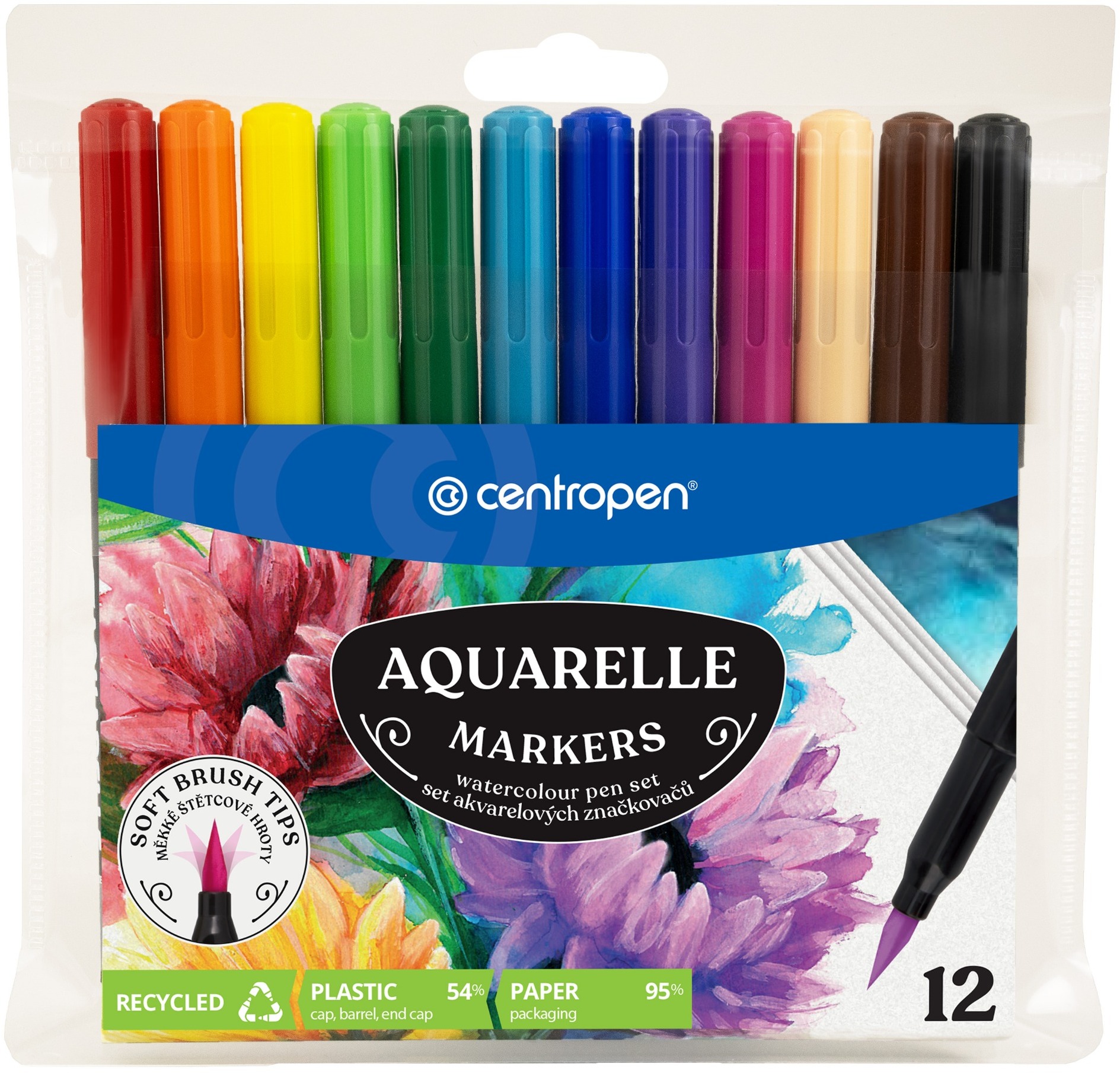 CENTROPEN aquarelle rozmývateľné štetcové značkovače 8683