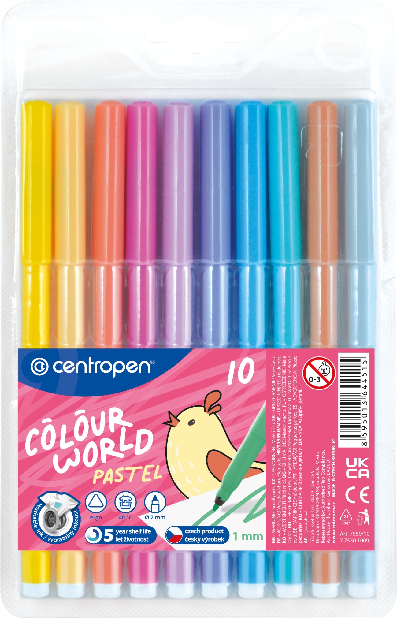 Centropen popisovač 7550/10 Colour World pastel