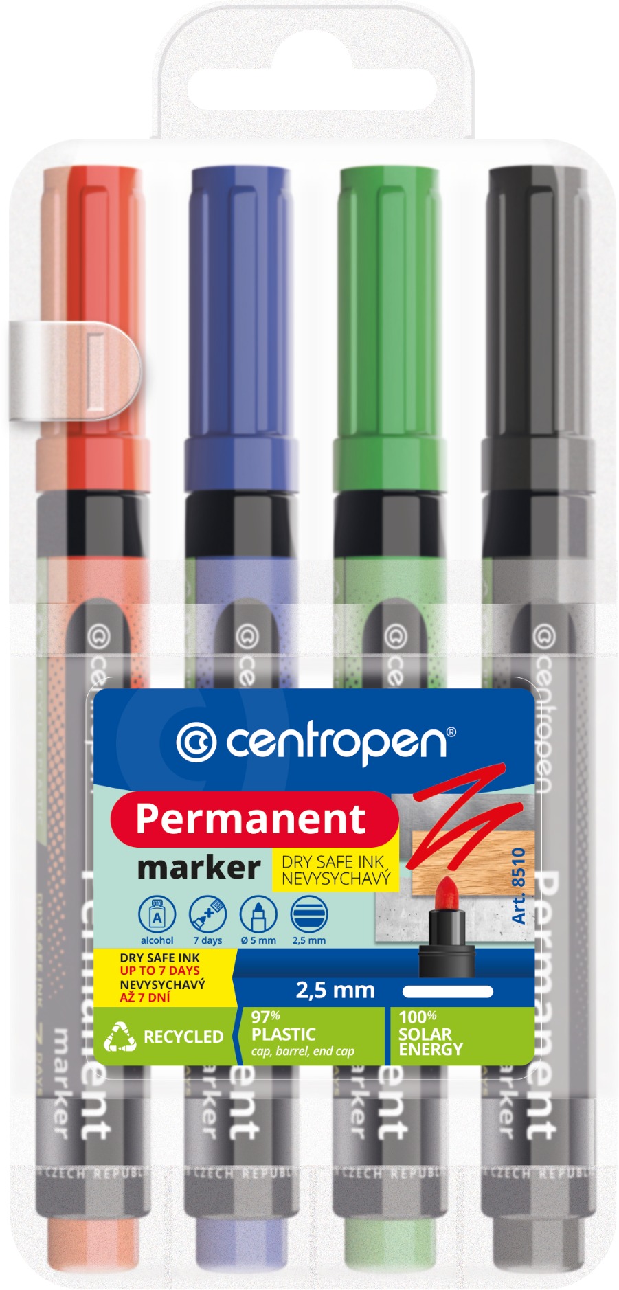 CENTROPEN značkovač permanentný 8510 nevysychavý 4 ks