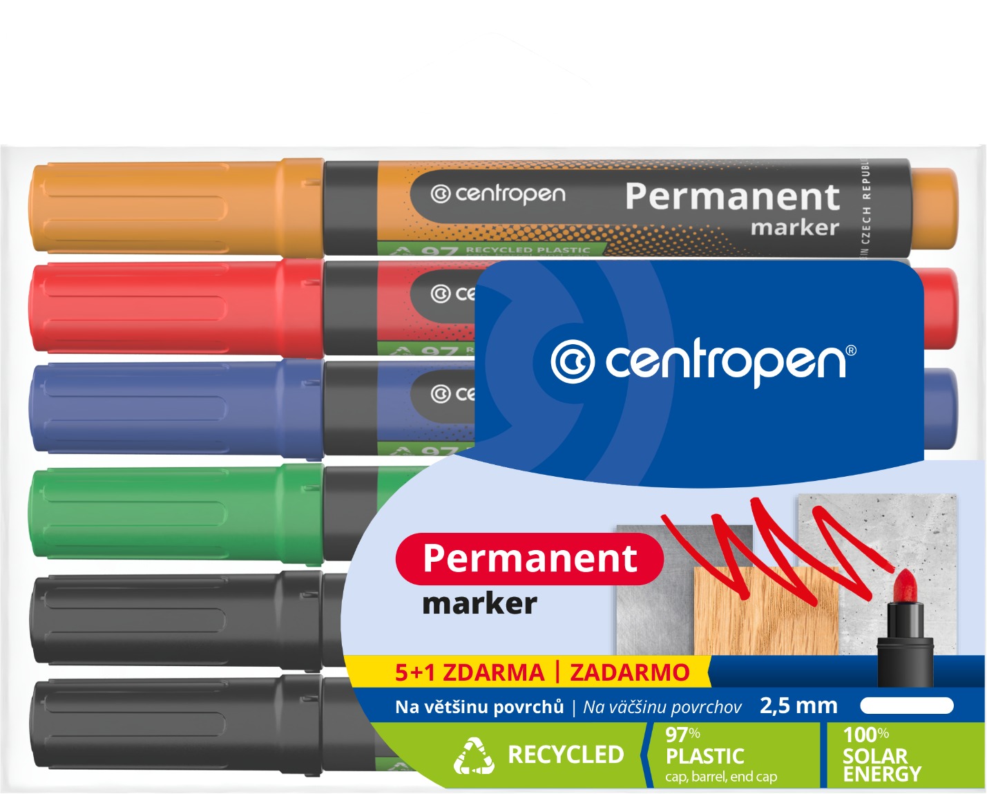 CENTROPEN značkovač perm. 8566 5 + 1 ks
