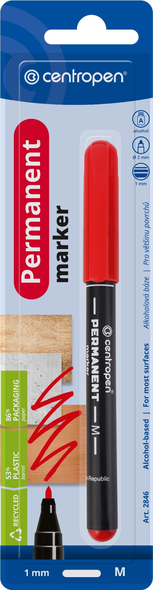 CENTROPEN popisovač 2846 permanent červený
