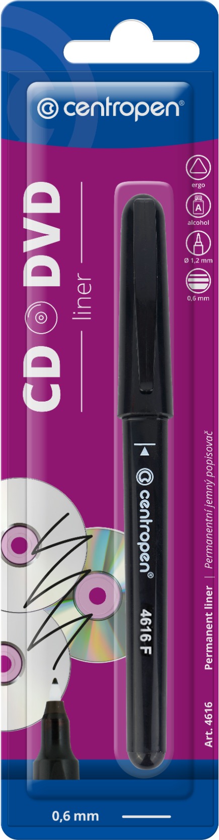 CENTROPEN liner na CD / DVD / BD 4616 čierny