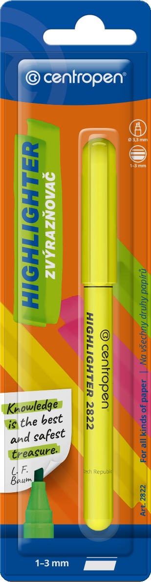 CENTROPEN zvýrazňovač 2822 žltý