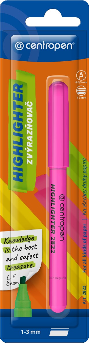 CENTROPEN zvýrazňovač 2822 ružový