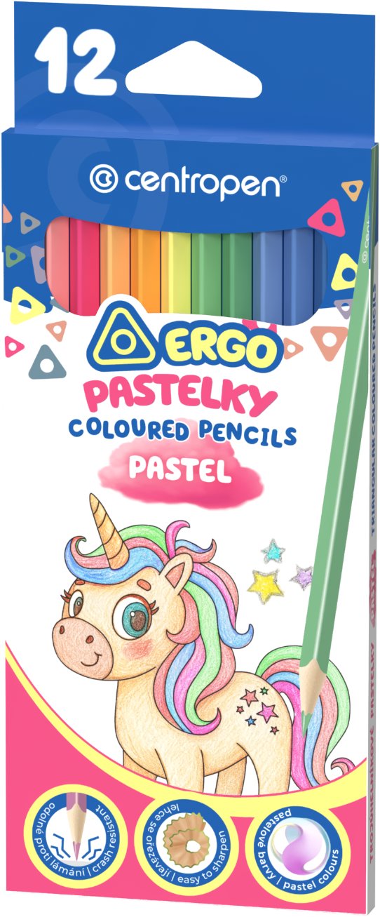 CENTROPEN 9524 pastelové trojhranné, 12 farieb