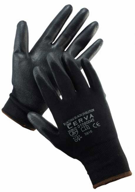 Cerva Bunting Black Evolution rukavice PU, veľkosť 10, 6 párov