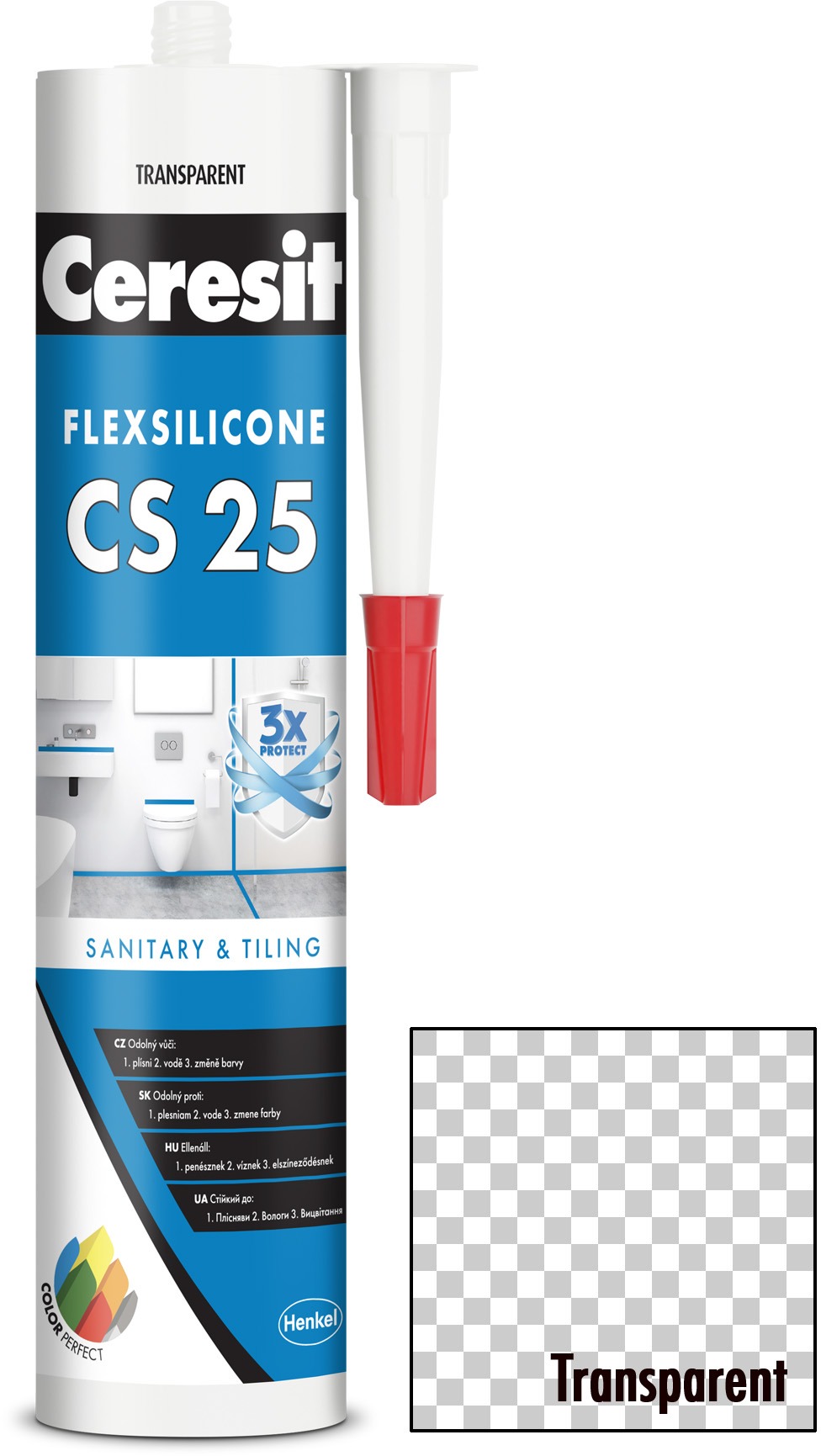 Ceresit – Sanitárny silikón CS 25 transparentný, 280 ml