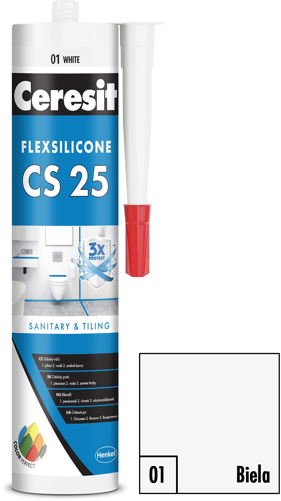 Ceresit – Sanitárny silikón CS 25, biely, 280 ml