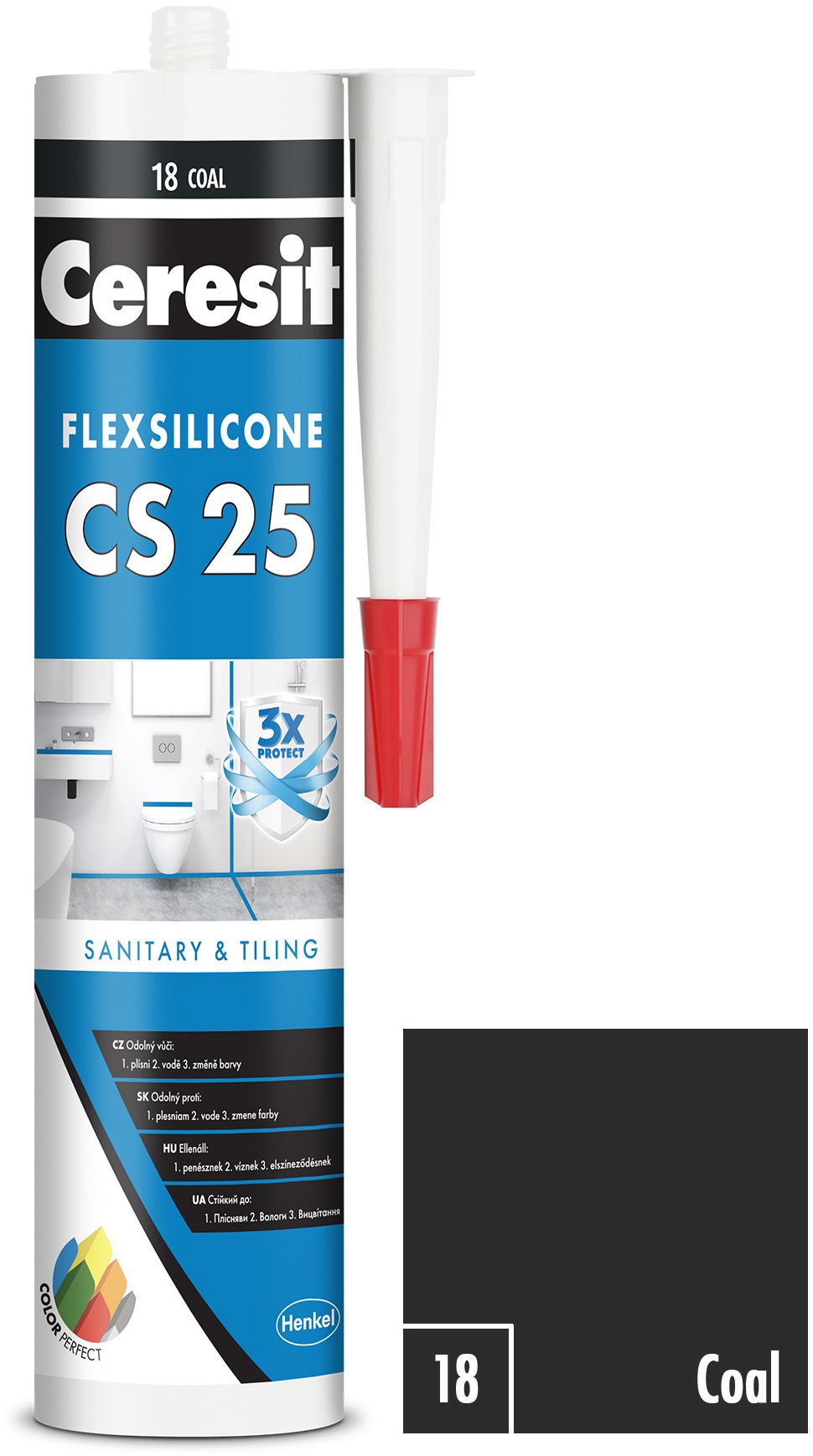 Ceresit – Sanitárny silikón CS 25 čierny, 280 ml