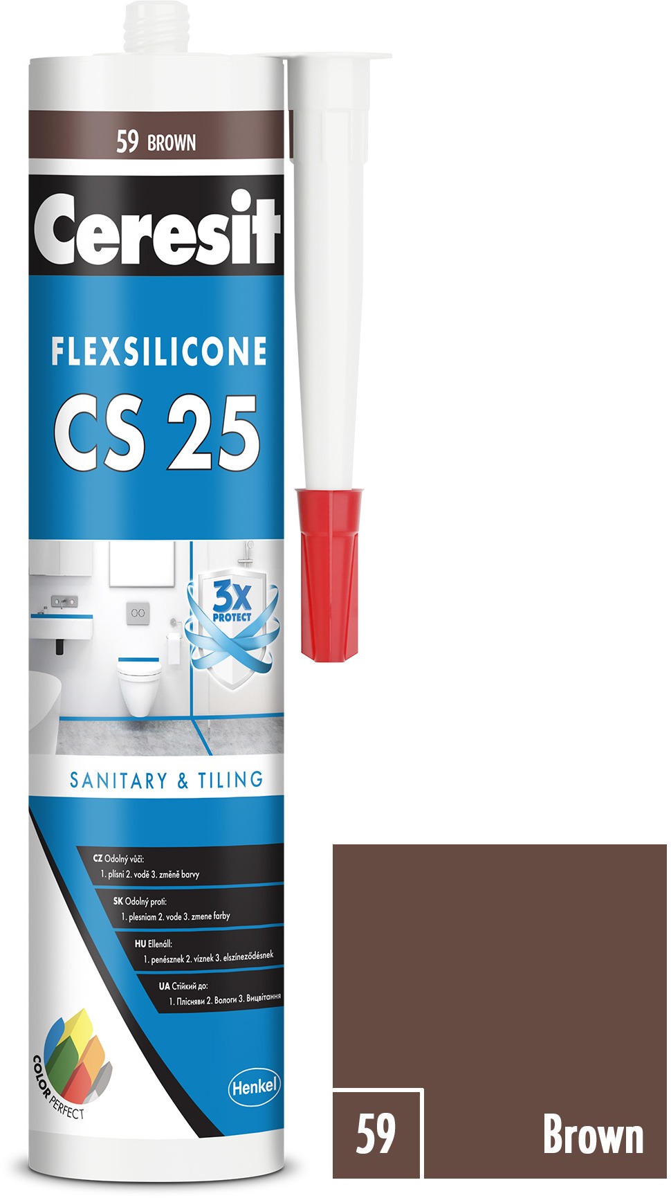 Ceresit Sanitárny silikón CS 25 hnedý, 280 ml