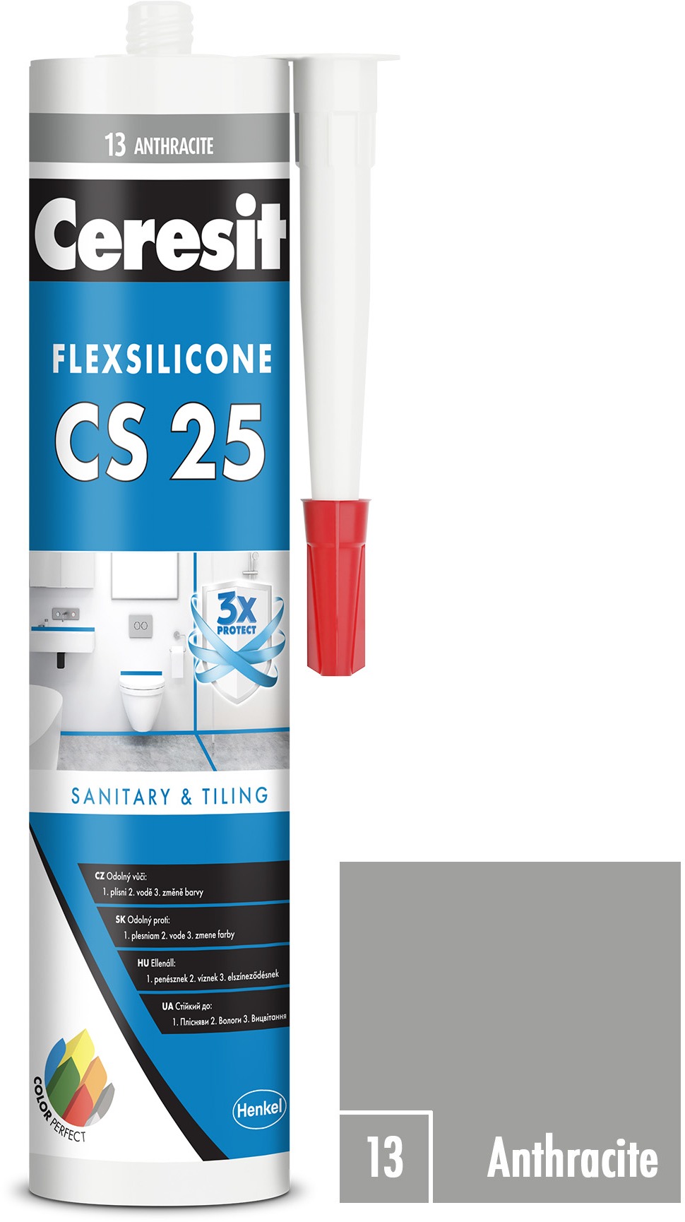 Ceresit– Sanitárny silikón CS 25 anthracite, 280 ml