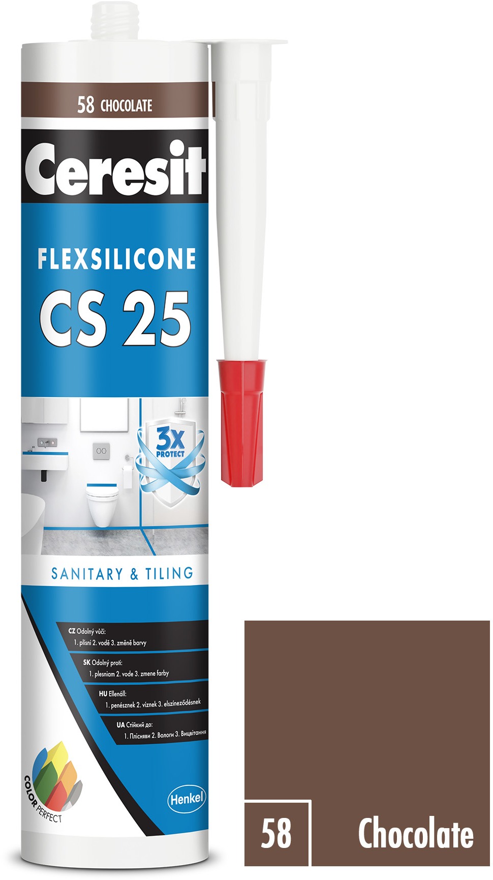 Ceresit Sanitárny silikón CS 25 chocolate, 280 ml