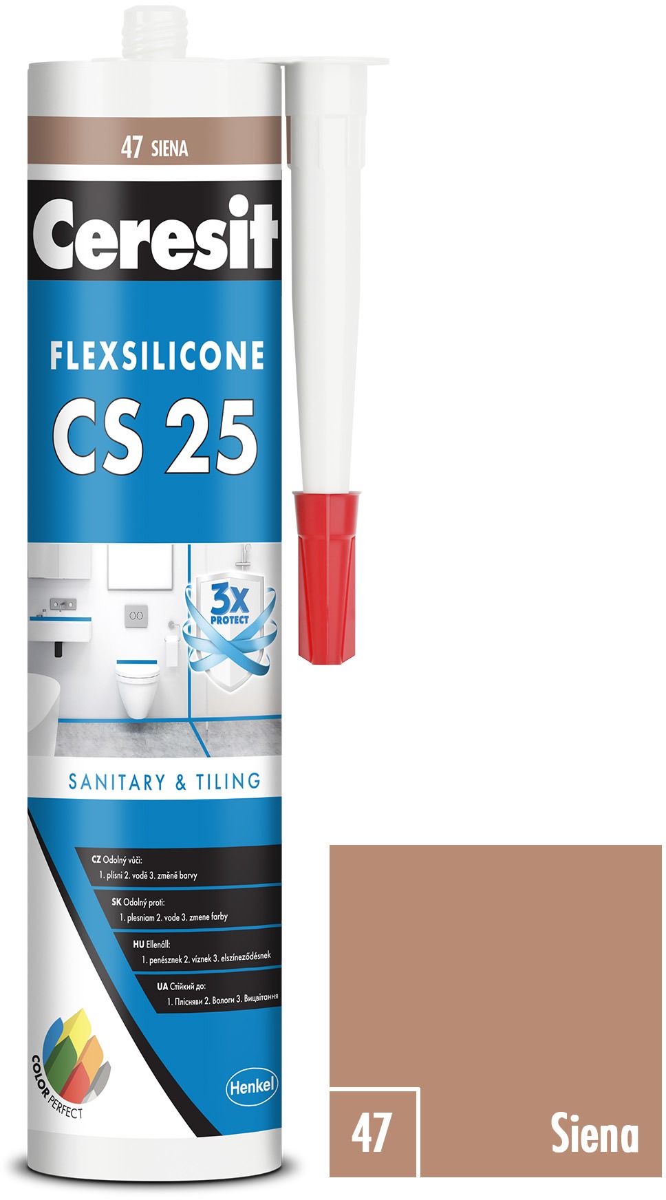 Ceresit Sanitárny silikón CS 25 siena, 280 ml
