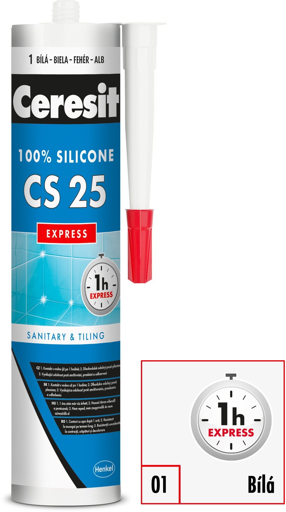 Ceresit – Sanitárny silikón CS 25 Express biely, 280 ml