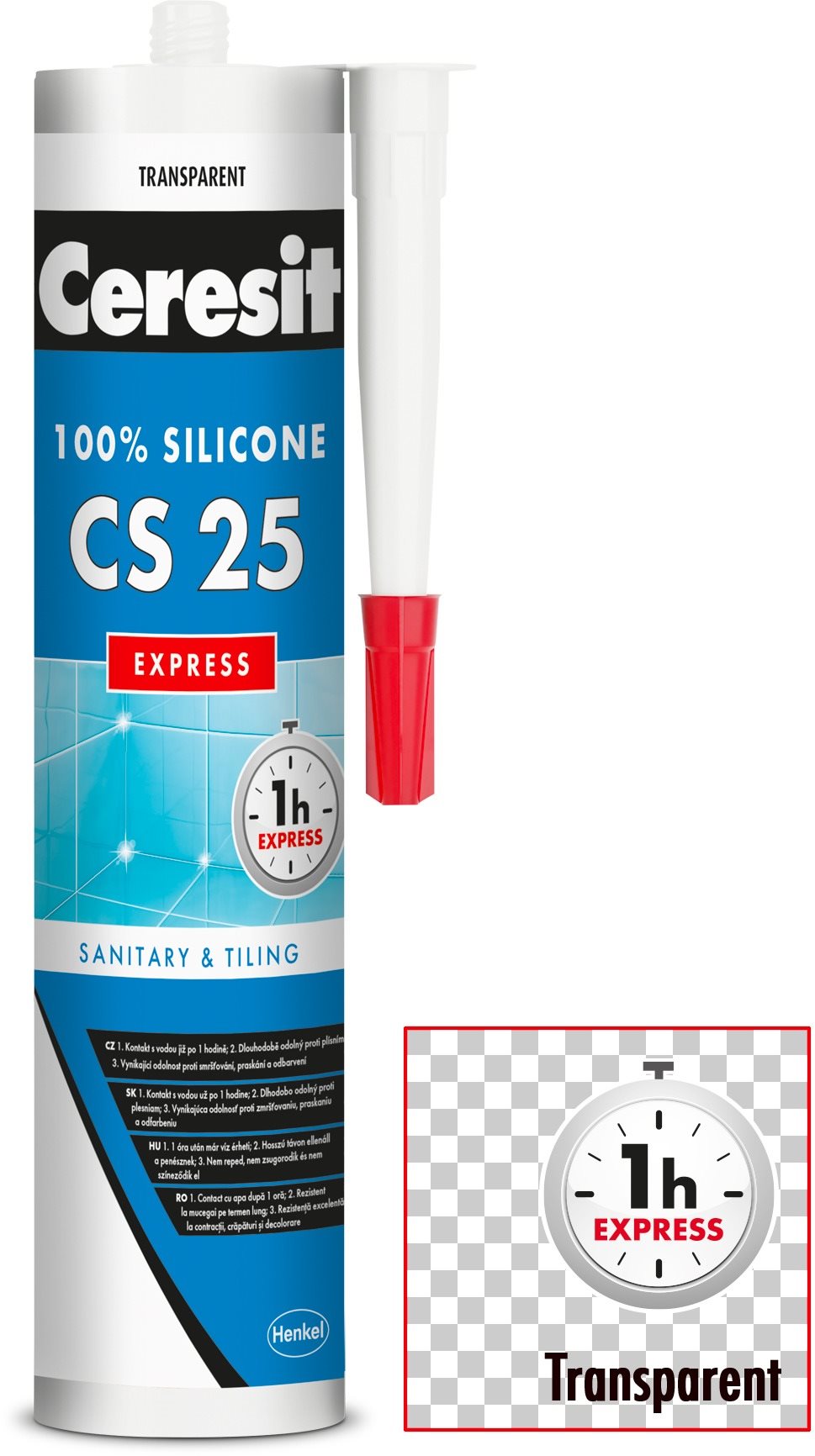 Ceresit – Sanitárny silikón CS 25 Express, transparentný, 280 ml
