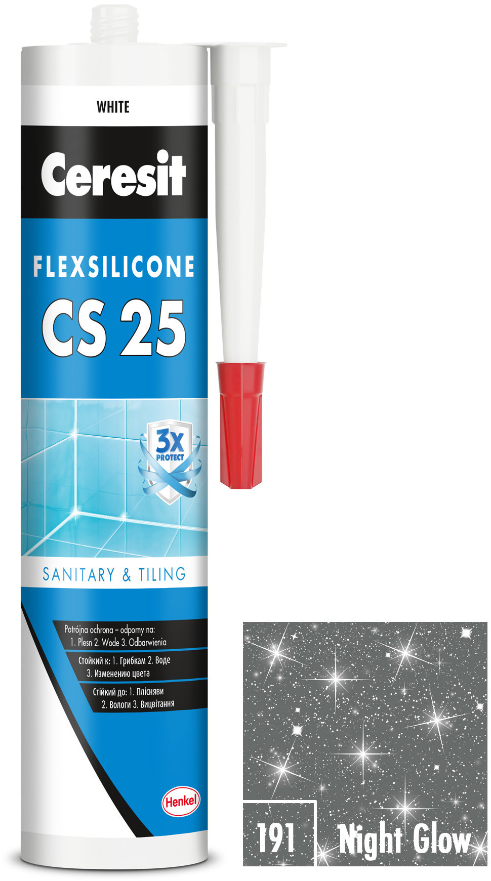 Ceresit Sanitárny silikón CS 25 night glow, 280 ml