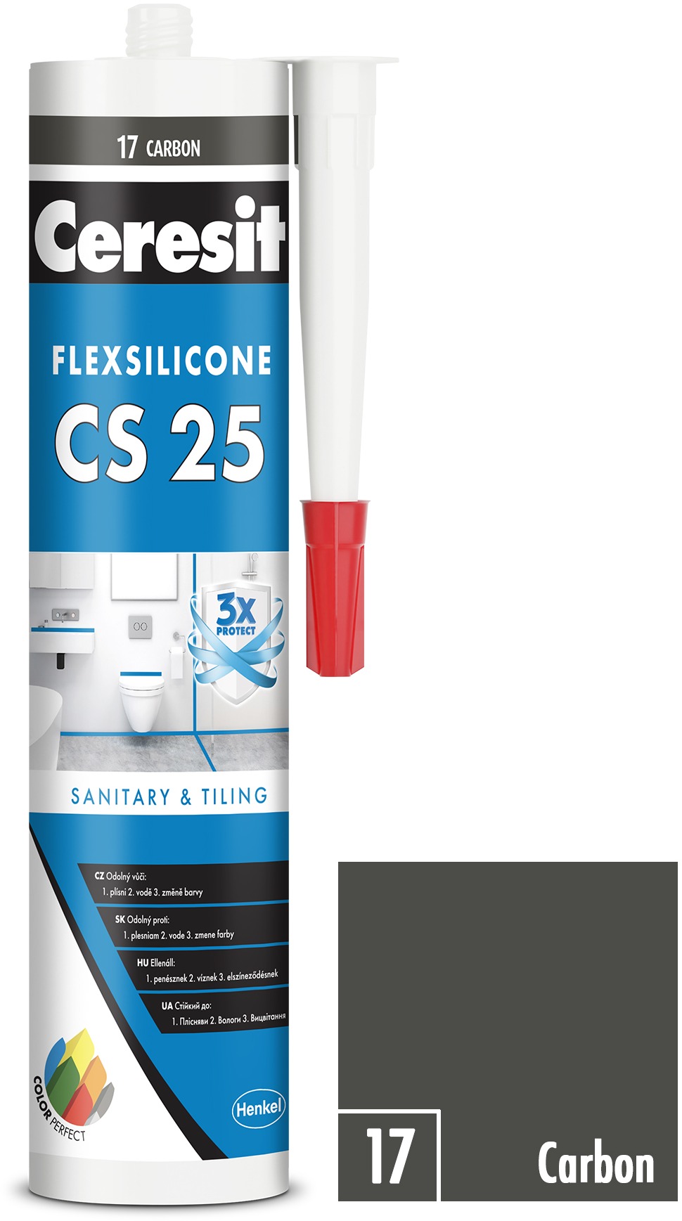 Ceresit – Sanitárny silikón CS 25 Carbon, 280 ml