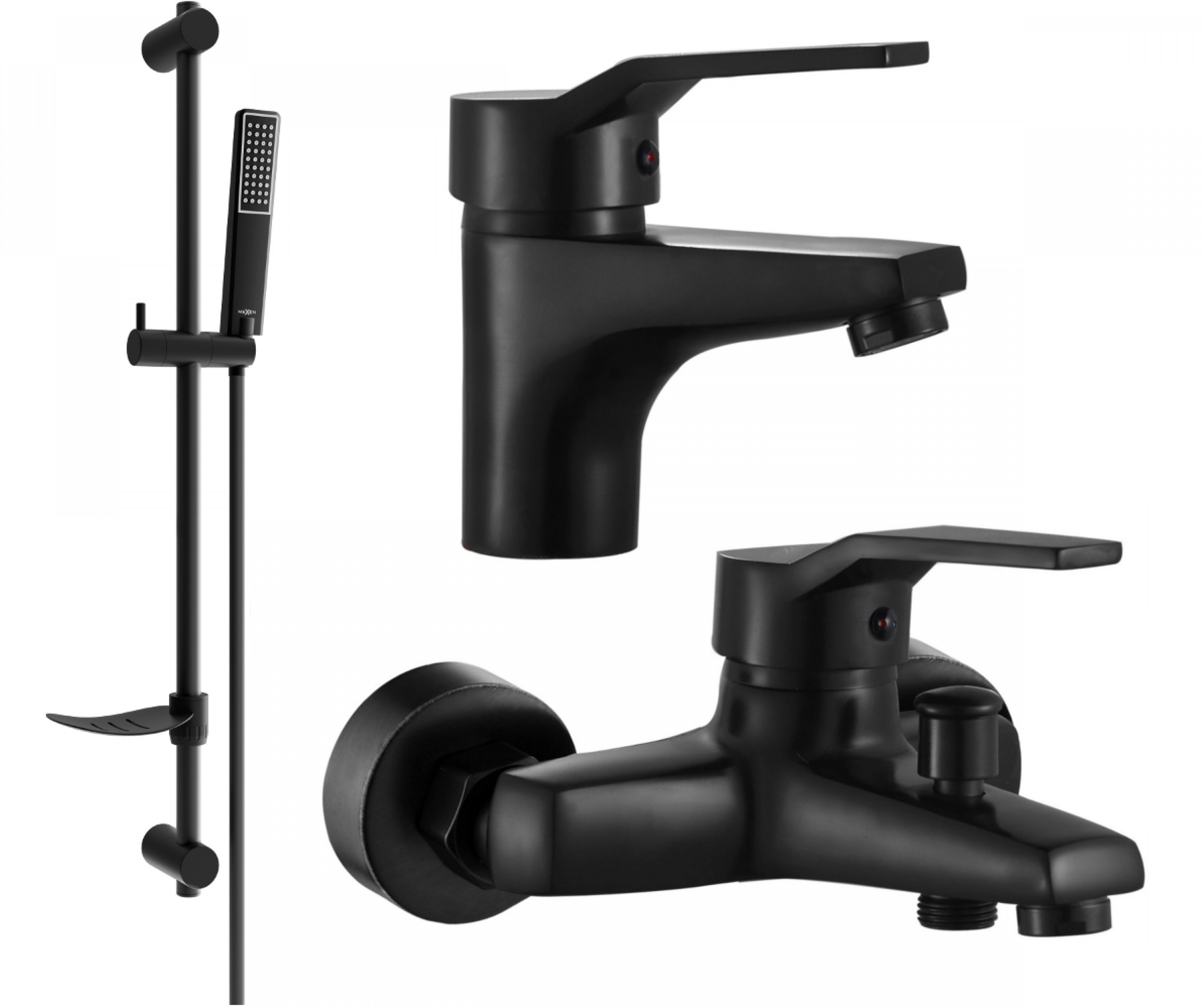 MEXEN Caro DF72 Súprava vaňovej a umývadlovej batérie, čierna (746603DF72-70)