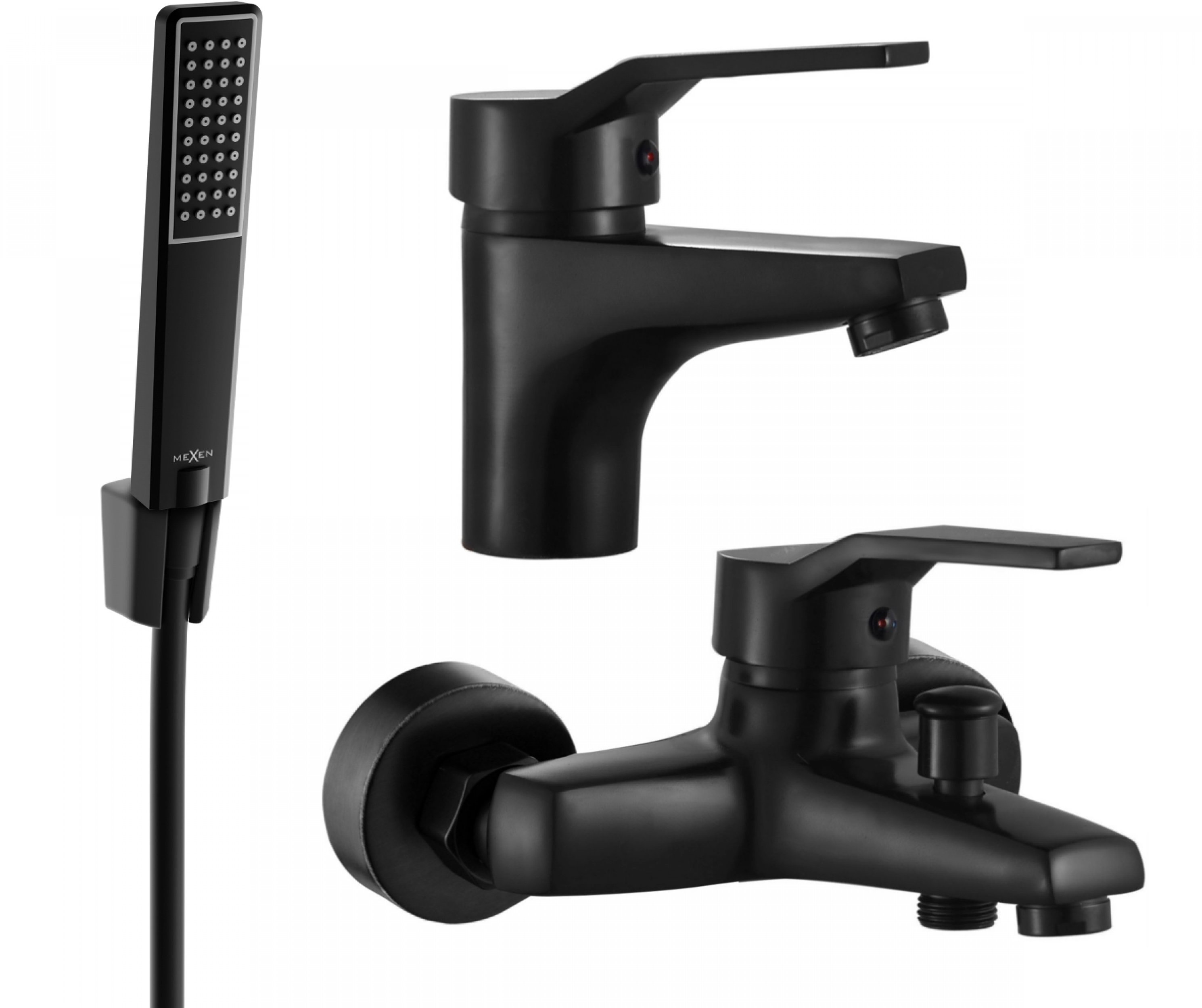 MEXEN Caro R72 Súprava vaňová a umývadlová batéria, čierna (746603R72-70)