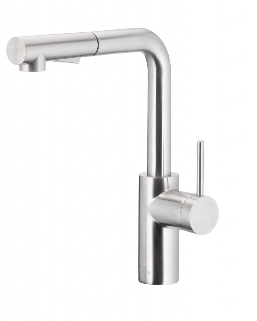 KFA DUERO BASIC Drezová batéria s otočnou vyťahovacou sprchou a prepínaním, INOX (6623-110-22)