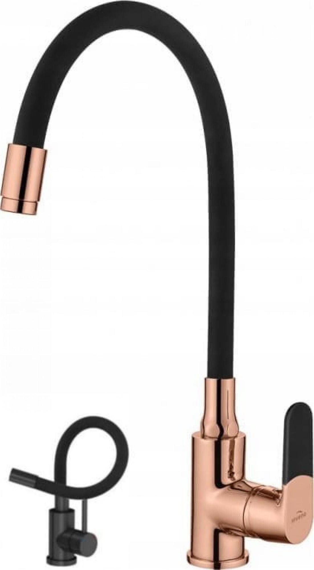 INVENA Drezová batéria MAGIC flexibilný výtok, čierna/rose gold (BZ-08-L14-V)