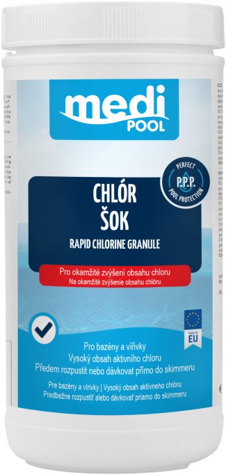 CF GROUP mediPOOL Rapid Chlór Šok - chlorový granulát 1,0 kg