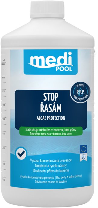 CF GROUP mediPOOL STOP Řasám - Algae protection, nepěnivý 1,0 l