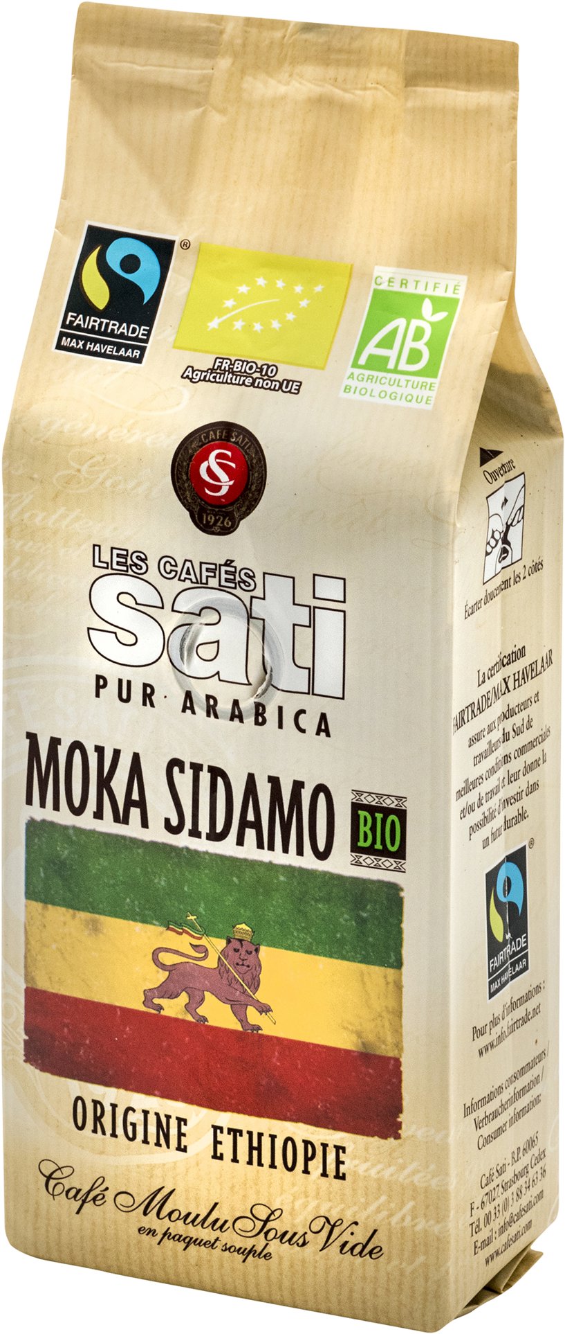 Café Sati Etiopia Moka Sidamo Bio Fairtrade mletá, 250 g